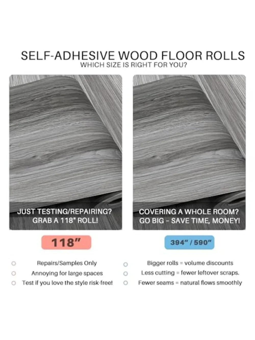 Grey Wood Grain Peel Stick Vinyl Floor Tiles Waterproof Self Adhesive Roll